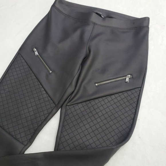 Express Black Faux Leather Moto Style Leggings, Small - Picture 3 of 5